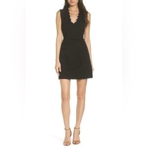French Connection Lula Sundae Scalloped Sheath Dress Black Size 6
